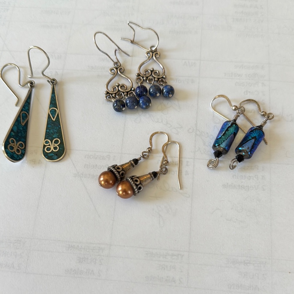 Elegant Silver and Blue Earring Set